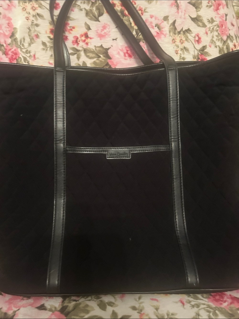 Vera Bradley Black Quilted Tote with Front Pocket